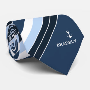 Personlig Navy Blue White Rand Nautical Namn Slips