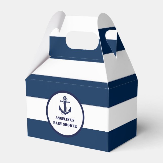 Personlig Navy Boy Nautical Baby Shower Presentaskar (Framsidan Sidan)