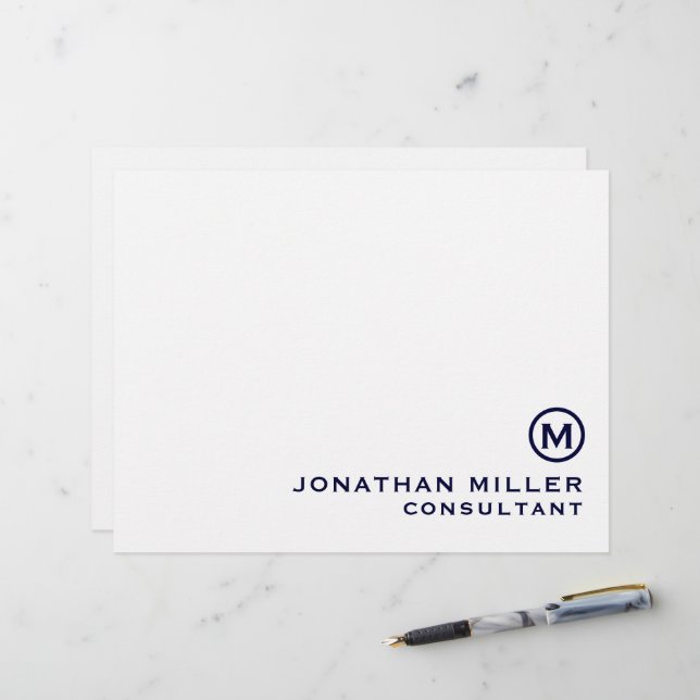 Personlig Navy Classic Monogram Brevhuvud (Fram/Back In Situ)