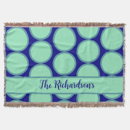 Personlig Navy Mint Polka Dot Mönster Modern Filt