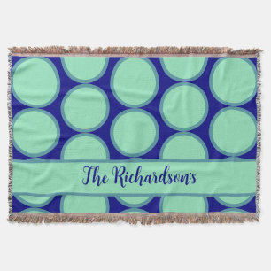 Personlig Navy Mint Polka Dot Mönster Modern Filt