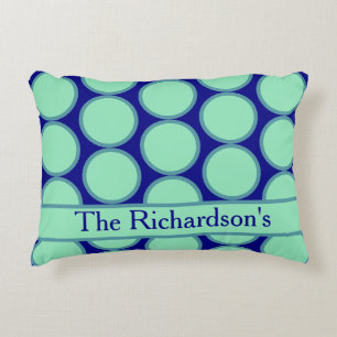 Personlig Navy Mint Polka Dot Mönster Modern Prydnadskudde