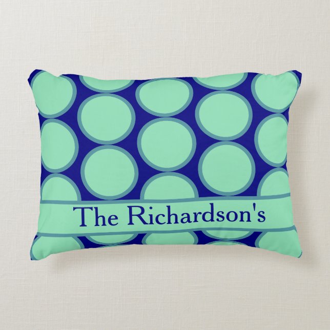 Personlig Navy Mint Polka Dot Mönster Modern  Prydnadskudde (Framsidan)