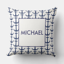 Personlig Navy Nautical Anchor Cushion