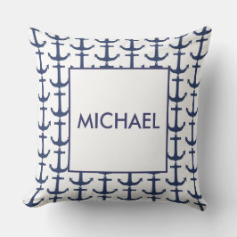 Personlig Navy Nautical Anchor Cushion Kudde
