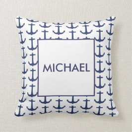 Personlig Navy Nautical Anchor Cushion Kudde