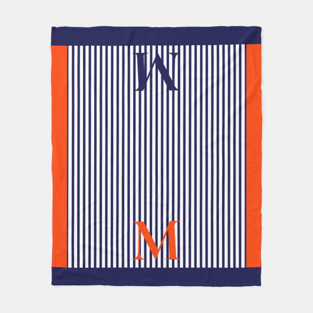 Personlig Navy Och Orange Marin Estetik  Fleecefilt (Framsidan)