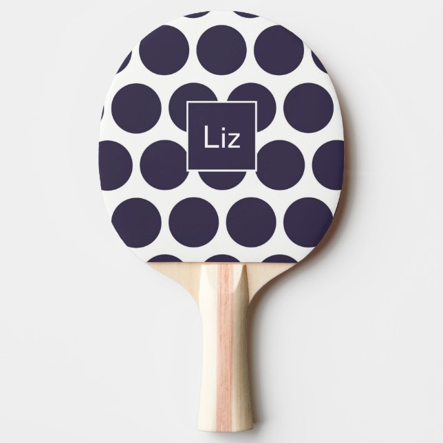 Personlig Navy Polka Dot Ping Pong Paddle Pingisracket (Framsidan)