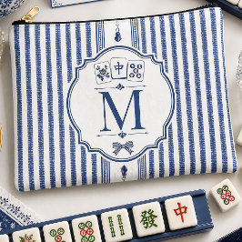Personlig Navy Seersucker Mahjong-bricka väska