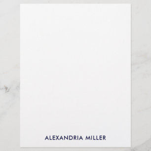 Personlig Navy White Minimalist Stationery Brevhuvud