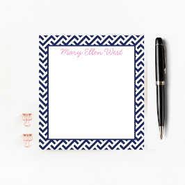 Personlig Navy & White Preppy Mönster Anteckningsblock