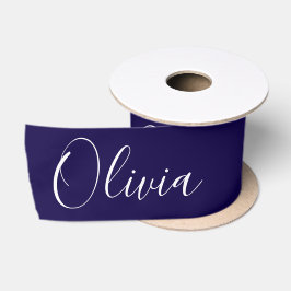 Personlig Navyblå Elegant Namn Satinband