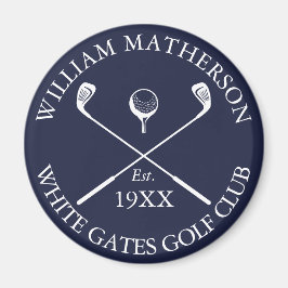 Personlig Navyblå Klassisk Golfklubbnamn Magnet