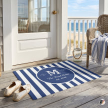 Personlig Navyblå Randig Monogram Strandhus
