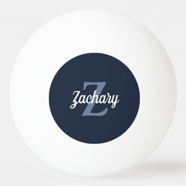 Personlig Navyblå Retro Monogram Pingisboll (Framsidan)