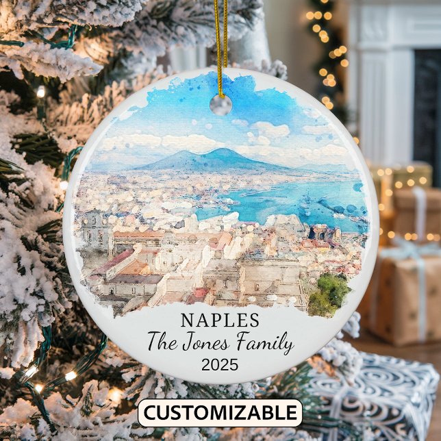 Personlig Neapel Ornament, Italien Gift Julgransprydnad Keramik (Skapare uppladdad)