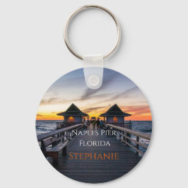 Personlig Neapel Pier Florida Namn Keychain Nyckelring