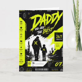Personlig neon cyberpunk fadersdags kort