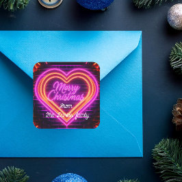 Personlig Neon God Jul Fyrkantigt Klistermärke