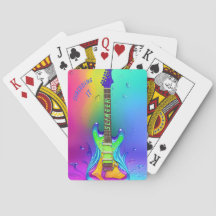 Personlig Neon Guitar Music Älskare spelkort
