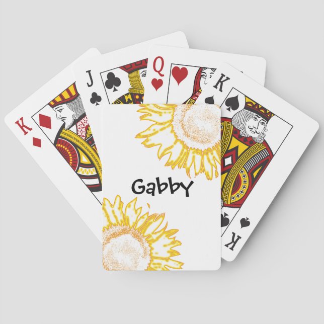 Personlig Neon Gult Solblommor Kortlek (Baksidan)