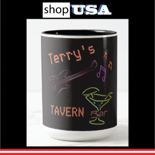Personlig Neon Mancave Mugg 🍺 Faux Tavern Klubb