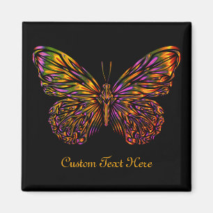 Personlig Neon Rainbow Butterfly Magnet