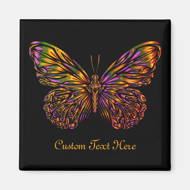 Personlig Neon Rainbow Butterfly Magnet (Framsidan)