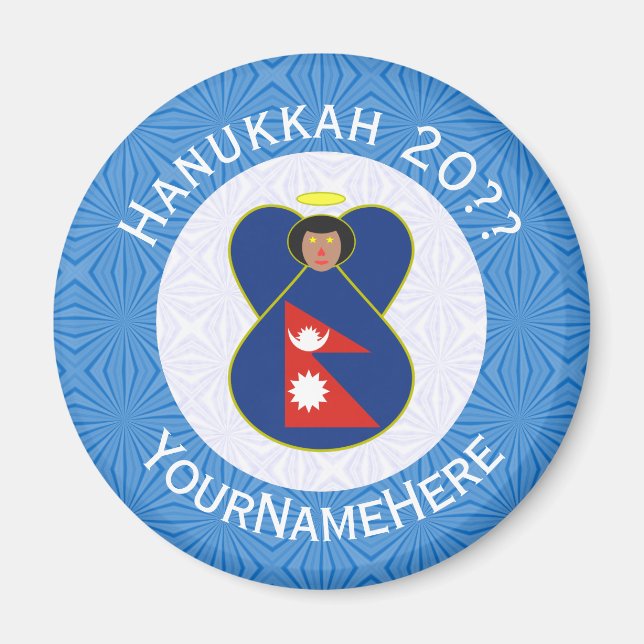 Personlig nepalesisk flagg Hanukkah-ängel Magnet (Framsidan)