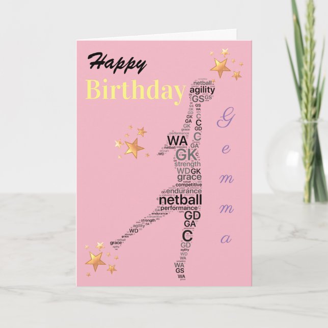 Personlig Netball-tema, födelsedagskort Kort (Framsida)