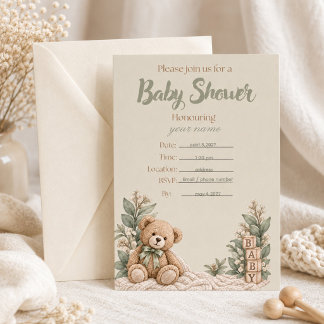 Personlig neutral baby shower-inbjudan inbjudningar