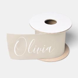 Personlig neutral beige elegant namn satin