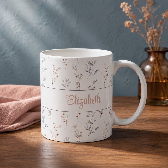 Personlig neutral botanisk namnmugg kaffemugg (Personalized Neutral Botanical Name Mug)