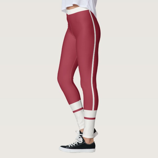 Personlig Neutral Mörk Vinröda Ränder Athleisure Leggings (Vänster)
