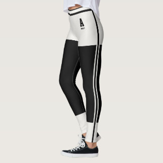 Personlig Neutral Söt Svart Rand Monogram Leggings