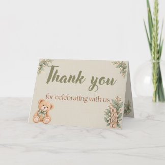 Personlig Neutral Teddybjörn Baby Shower Tacksamhe Tack Kort
