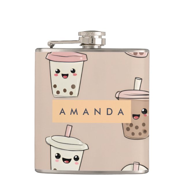 Personlig Neutralt Cute Milky Bubble Tea Fickplunta (Framsidan)