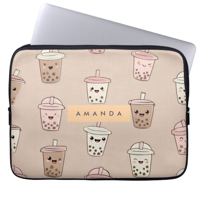 Personlig Neutralt Cute Milky Bubble Tea Laptop Fodral (Framsidan)