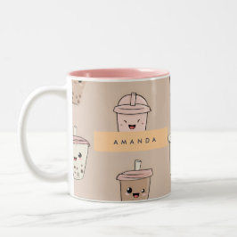 Personlig Neutralt Cute Milky Bubble Tea Två-Tonad Mugg