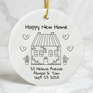 Personlig New Home Keepsak Flytta House Julgransprydnad Keramik