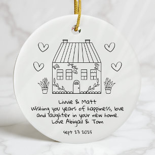 Personlig New Home Keepsak Flytta House Julgransprydnad Keramik