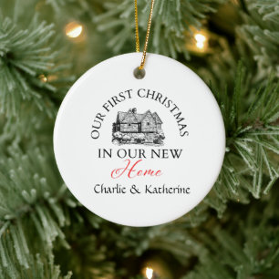 Personlig New Home Photo Ornament, Anpassningsbar  Julgransprydnad Keramik