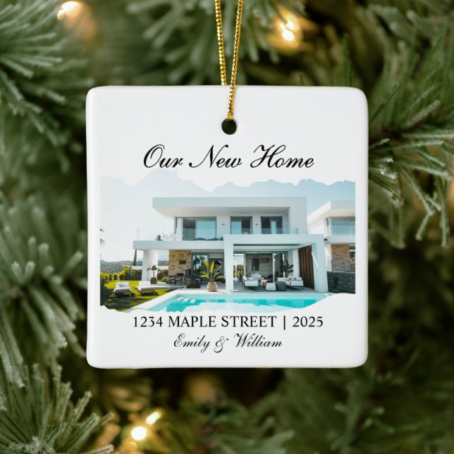 Personlig New House Ornament, Realtor Gift Idea Julgransprydnad Keramik (Träd)