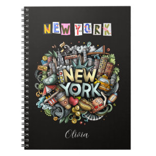 Personlig New York City Doodle - bärbar dator Anteckningsbok