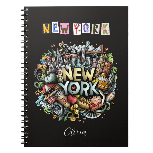 Personlig New York City Doodle - bärbar dator Anteckningsbok (Framsidan)