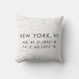 Personlig New York City Karta  Light Grått Kudde