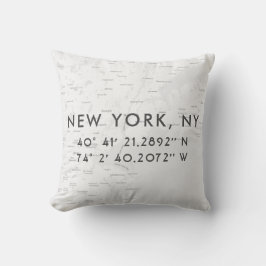 Personlig New York City Karta | Ljust Grått Kudde