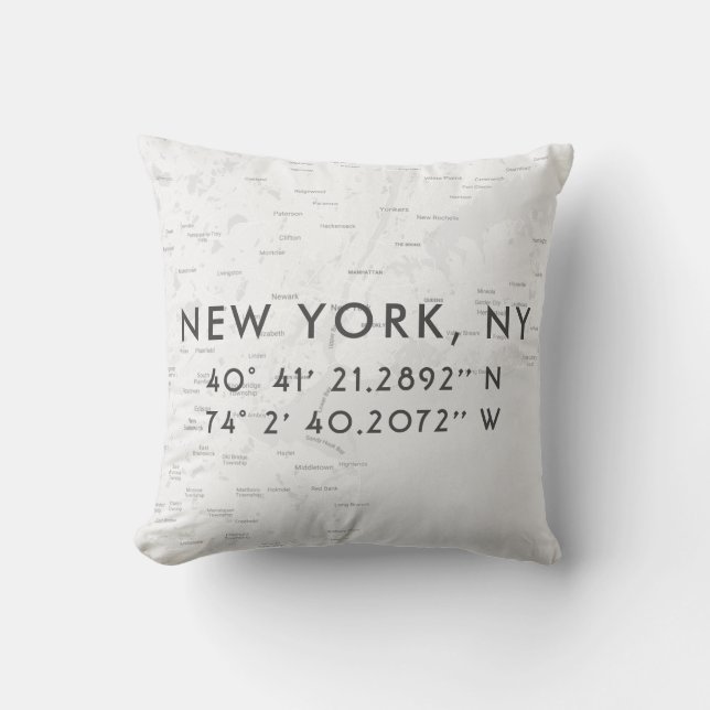 Personlig New York City Karta | Ljust Grått Kudde (Framsida)