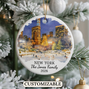 Personlig New York City, Skräddarsydd New York Julgransprydnad Keramik