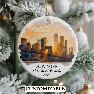 Personlig New York City, Skräddarsydd New York Julgransprydnad Keramik